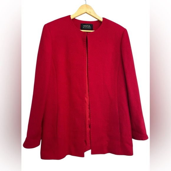 Dana Buchman‎ Women’s 100% Wool Dark Cherry Red Hook Top Jacket Blazer Size 14 - Picture 1 of 5